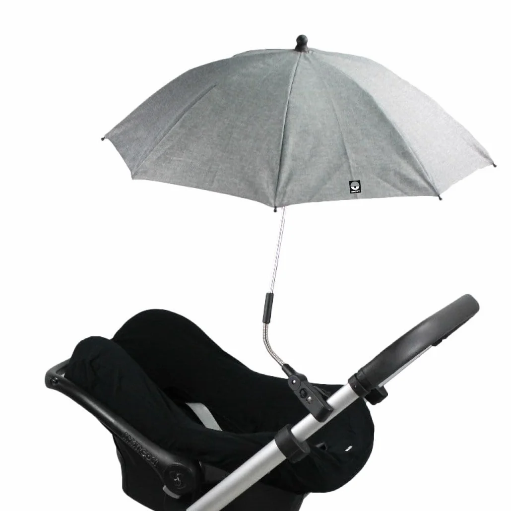 Parasol Dooky pour landau ou poussette (universel et flexible, protection UPF 50+, flexibilité à 180 degrés, technologie flex, système easyfix, déperlant), Gris