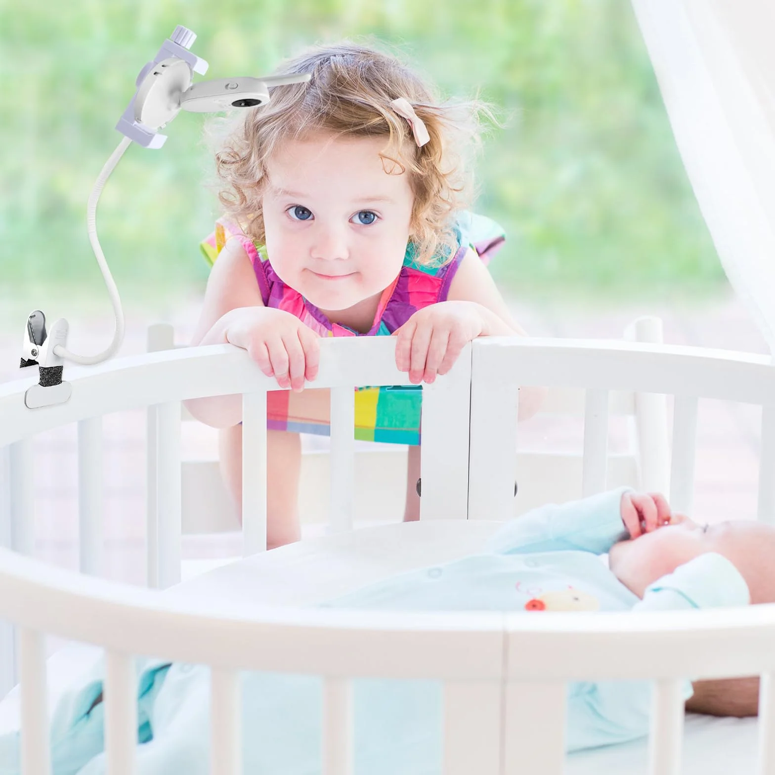 Support Universel pour GHB Babyphone, Flexible Support de Caméra Bébé pour Philips Avent, Compatible avec Moniteur OBVHNUA/momcozy/BOIFUN/ieGeek/Taktark, Fixation sans Perçage pour Lit Bébé et Chambre
