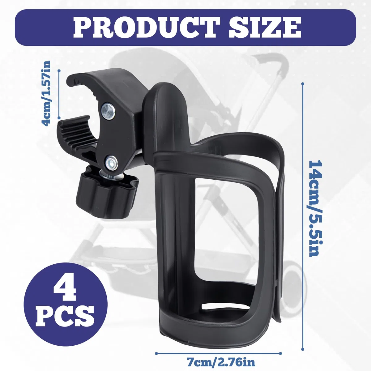 Porte-Gobelet pour Poussette: PRITOK Porte-Gobelet pour vélo, Porte Bidon Vélo, Porte-Gobelet Rotation 360 Degrés Vélo pour Scooters, Vélos, VTT, Poussettes 4 Pièces