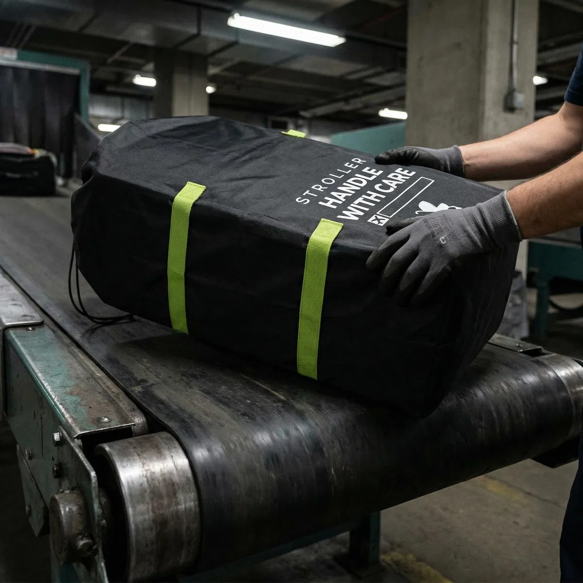 Sac de Voyage pour Poussette, 120 x 60 x 38cm Sac de Rangement Universel pour Poussette avec Bandoulière, Housse Poussette Canne pour Voyage, Avion, Voiture