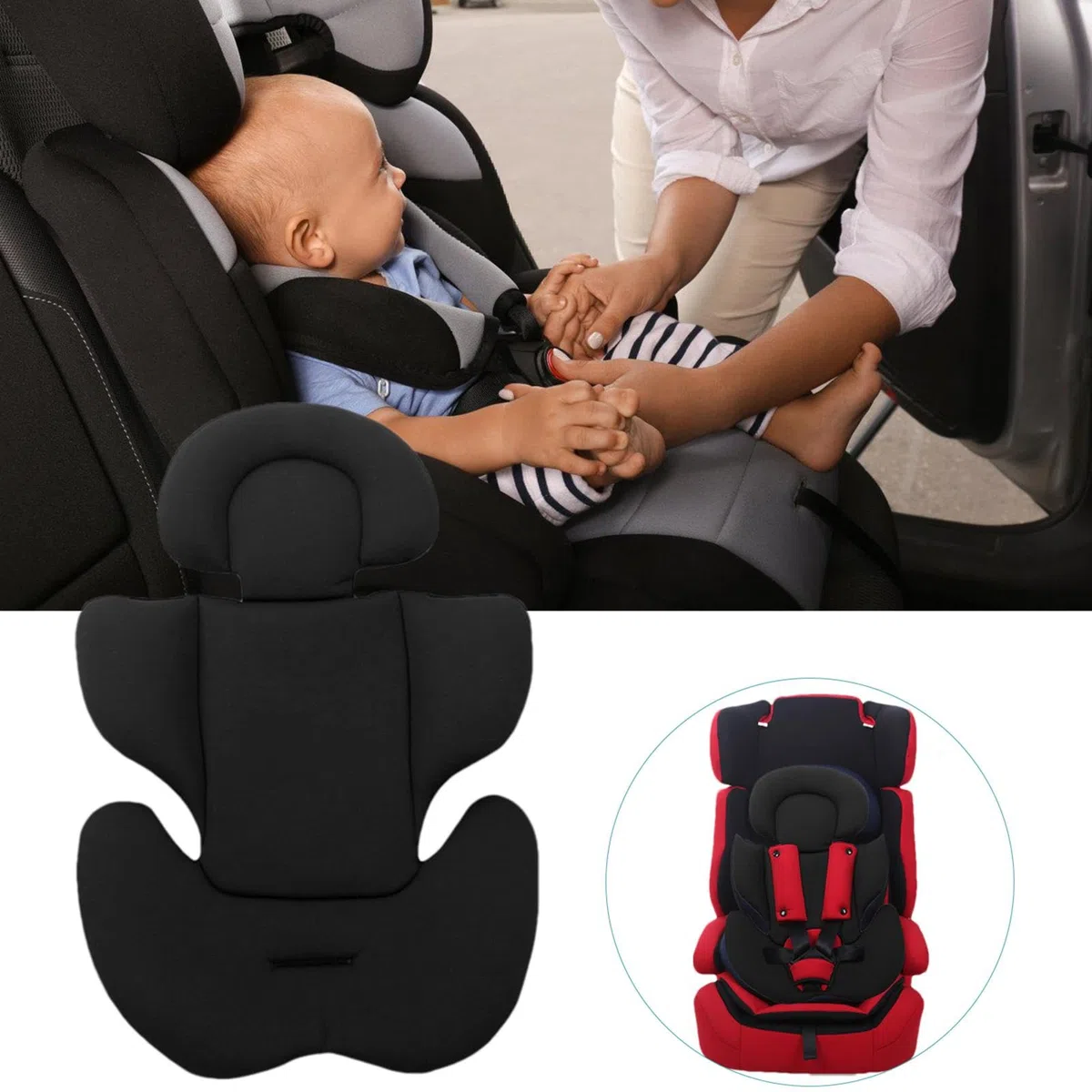 Réducteur de siège auto | Soutien du corps pour bébé | Réducteur de tête et de corps | Coussin de poussette pour bébé | Coussin de siège de poussette | Support de tête rembourré pour nouveau-né