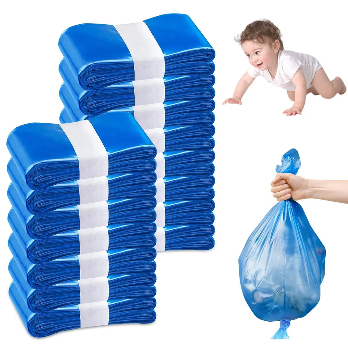 15 Pièces Recharge Poubelle a Couche, Sac Poubelle Couche Grande Capacité l'environnement, Excellente Résistance Anti-odeur Compatible avec Tous les Types de Recharges